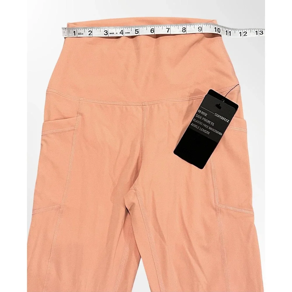 90 Degree By Reflex Leggings Womens Small Rosette Pink Hi Rise Superflex Pockets
